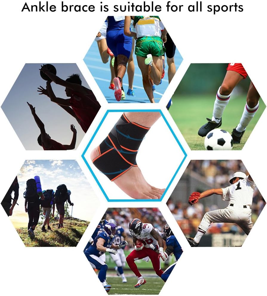 LOKEP Ankle Brace Breathable Ankle Support Adjustable Ankle Stabilizer with Compression Wrap Support, Suitable for Men & Women, Sports -One Size Fits All（Orange） : Sports & Outdoors