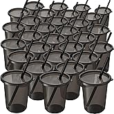 Skylety 30 Pcs Plastic Cups with Lids and Straws 10 oz Reusable Tumbler Spill Proof Drinking Iced Coffee Mug Travel Cup for Birthday Halloween Party Gift Supplies(Black)