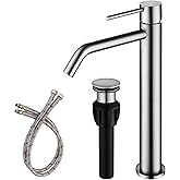 Vessel Sink Faucet Brushed Nickel, JXMMP Bathroom Sink Faucets Without Overflow Pop Up Drain and Water Faucet Supply Lines, Stainless Steel SpotShield Bathroom Faucet for Sink 1 Hole, JXM1001BN