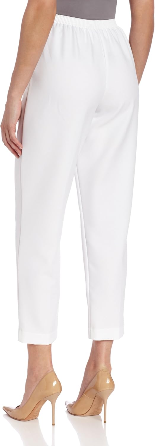 Alfred Dunner Women's Pull-On Style All Around Elastic Waist Polyester Cropped Missy Pants at  Women’s Clothing store: Athletic Pants
