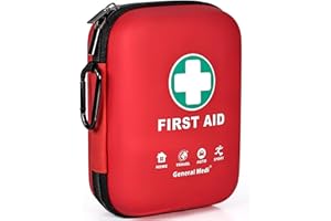 General Medi First Aid Kit - 170 Pieces Hard Case and Lightweight - Great for Travel, Home, Office, Vehicle, Camping, Workplace & Outdoor (Red)