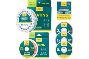 SF Fly Fishing Floating Fly Line Kit Starter Kit Welded Loop Fly Line with Backing, Tapered Leader and Tippet for Replacement
