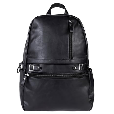 Fur Jaden Black Artificial Leather Laptop Backpack Bag for Men