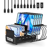 SooPii USB Charging Station,100W Fast Charging Station for Multiple Devices Contains 8pcs USB C Cables,10-Port Type C Phone C