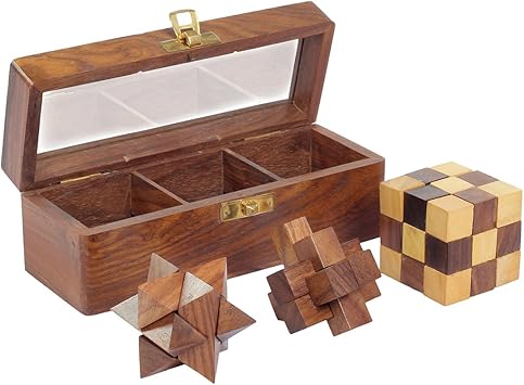 Desi Toys 3-in-1 Wooden Puzzle Set, Brown