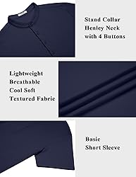COOFANDY Men's Summer Henley Shirt Short Sleeve