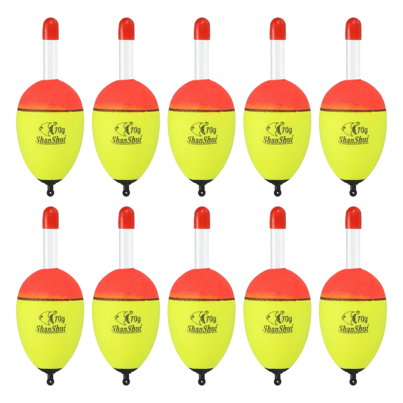 PATIKIL 2.5oz Fishing Bobbers, 10 Pack EVA Fishing Float for Saltwater Freshwater Fishing, Yellow