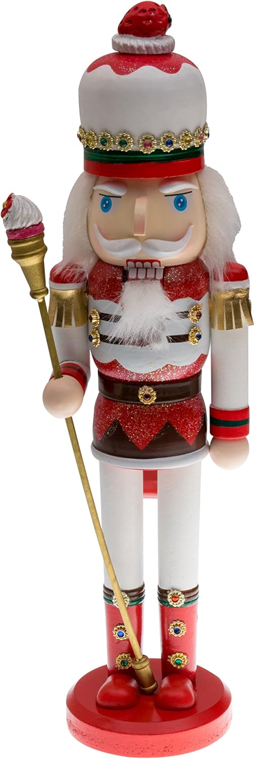 Nutcrackers - Clever Creations Strawberry King 15 Inch Traditional Wooden Nutcracker, Festive Christmas Décor for Shelves and Tables