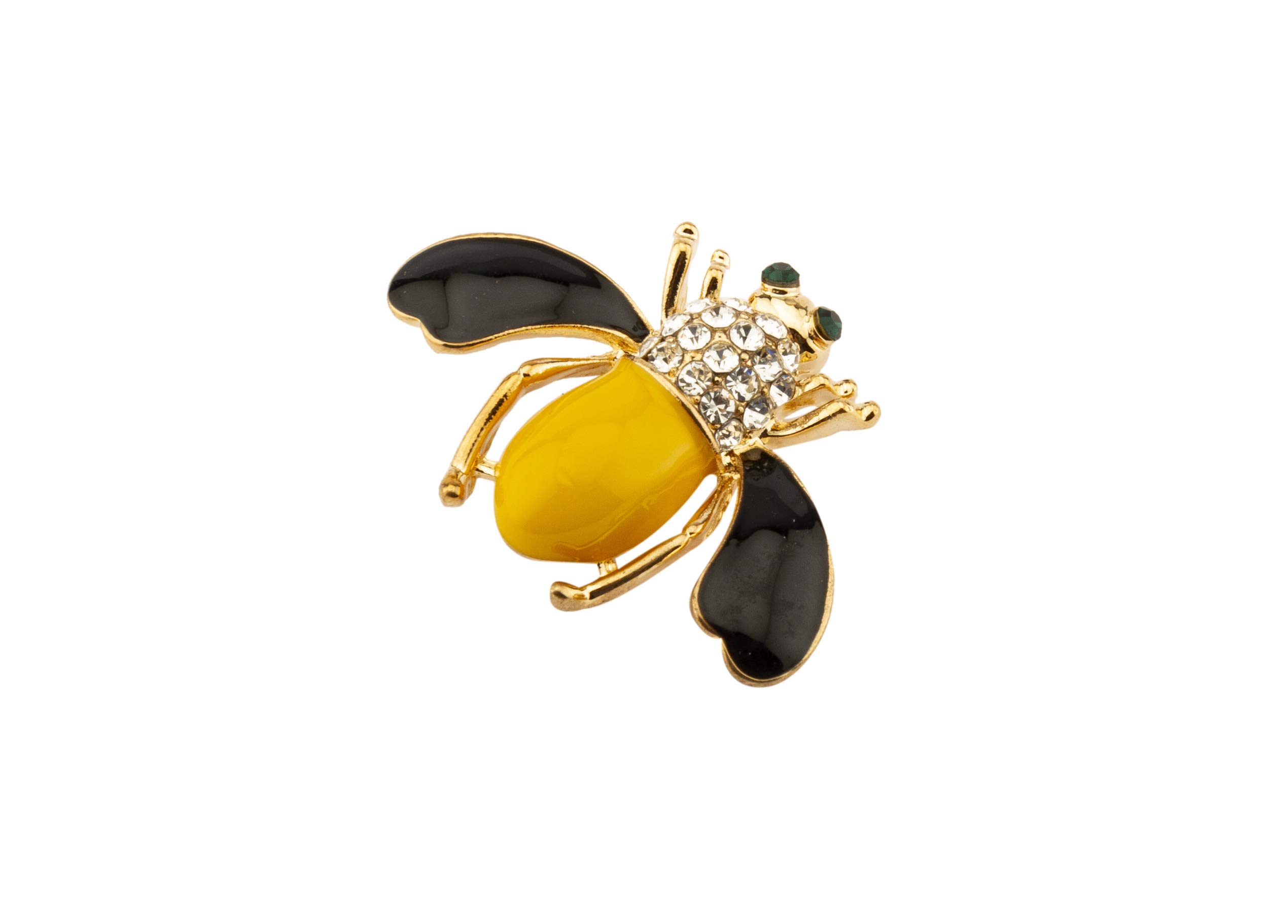 Brooch Lapel Pin for Men Black and Yellow Enamel Bee with Stone Detailing Lapel Pin Badge Coat Suit Wedding Gift Party Shirt Collar Accessories