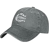QVXHKP Funny Fishing Cap Here Fishy Fishy Cap Women Baseball Hat Fashionable Gray