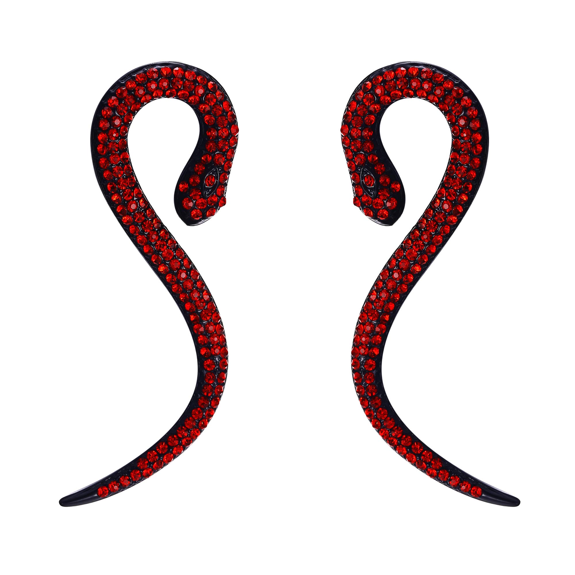 EVER FAITH Halloween Earrings, Red Snake Earring Dangle, Costume Statement Snakes Jewellery Serpent Earrings Snake Cosplay Jewellery Accessories Black-Tone