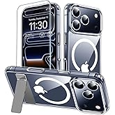 xiwxi for iPhone 17 Pro Max Case with Kickstand,[Compatible with Magsafe][1*Screen Protector],Military-Grade Protection & Anti-Yellowing,Magnetic Phone Case for iPhone 17 Pro Max,Clear