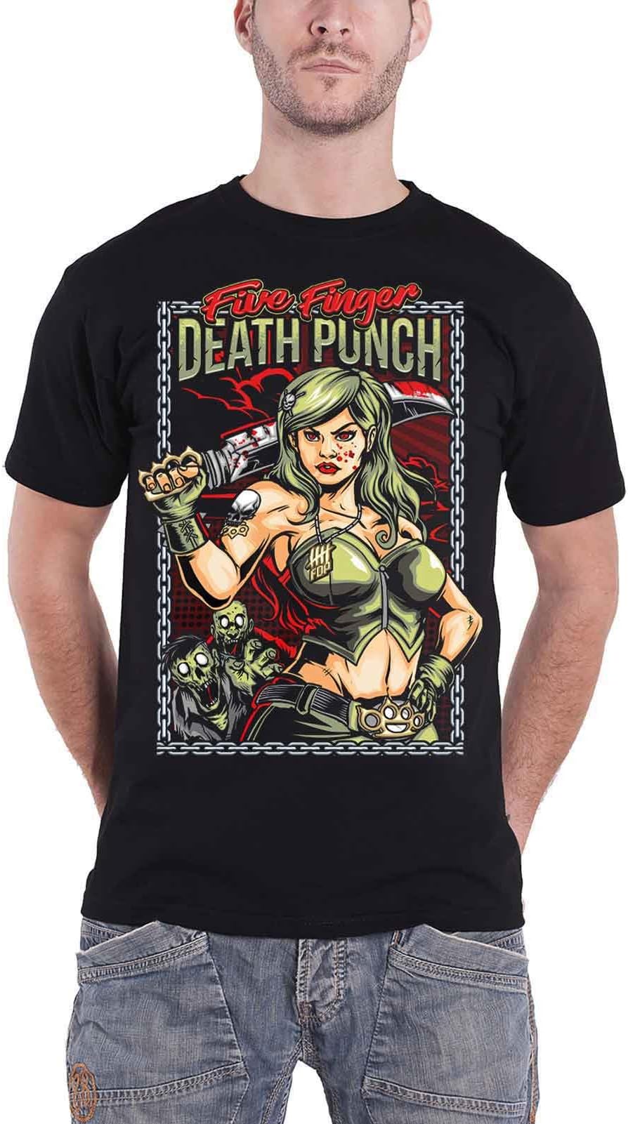 Five Finger Death Punch T Shirt Assassin Band Logo Official Mens Black