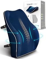 Travel Ease Ergonomic Lumbar Support Cushion Memory Foam DarkBlue