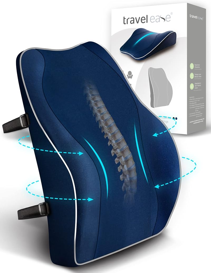 Travel Ease Ergonomic Lumbar Support Cushion Memory Foam DarkBlue
