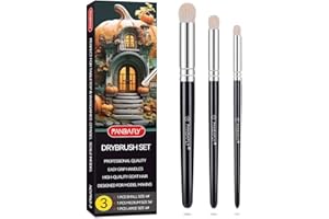 PANDAFLY Drybrush Set - 3 Sizes Hobby Detail Paint Brush Set, Acrylic Paint Brushes for Tabletop & Wargames, 40k, DND Miniatures, Citadel, Scale Model, Watercolor Oil Painting