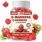 HFELIZ D Mannose with Cranberry Gummies, D-Mannose Supplements 1300mg for Women, Support Natural Urinary Tract & Bladder Health, Sugar-Free, 60 Count