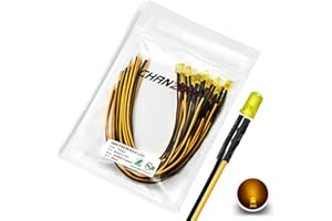 CHANZON 20 pcs Pre-Wired 5mm Yellow LED Diode Lights (Round Diffused Frosted Lens DC 12V) with 680 ohms 1/4W Resistor and 24awg Wire Indicator Light Emitting Diodes Lighting 5mmled