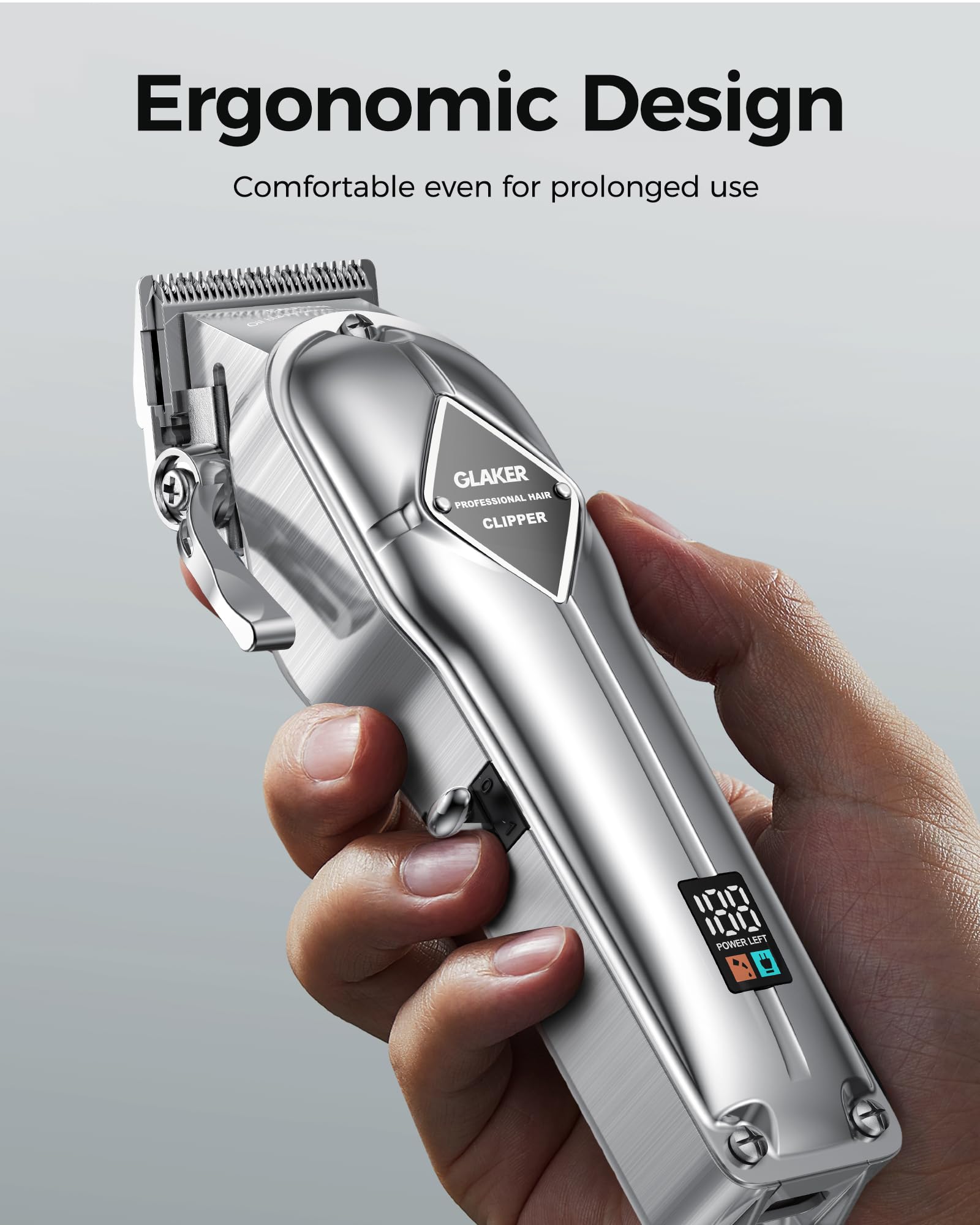 GLAKER Hair Trimmer for Men - Professional Clippers and Trimmers Set, Cordless Clippers for Hair Cutting, Rechargeable Barber Kit with T Blade Liner and Complete Guards Set for Men's Grooming