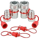 ANCIMOON 1/2'' Ag ISO 5675 Poppet Pioneer Hydraulic Quick Connect Coupler with Dust Caps