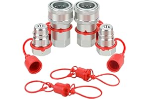 ANCIMOON 1/2'' Ag ISO 5675 Poppet Pioneer Hydraulic Quick Connect Coupler with Dust Caps