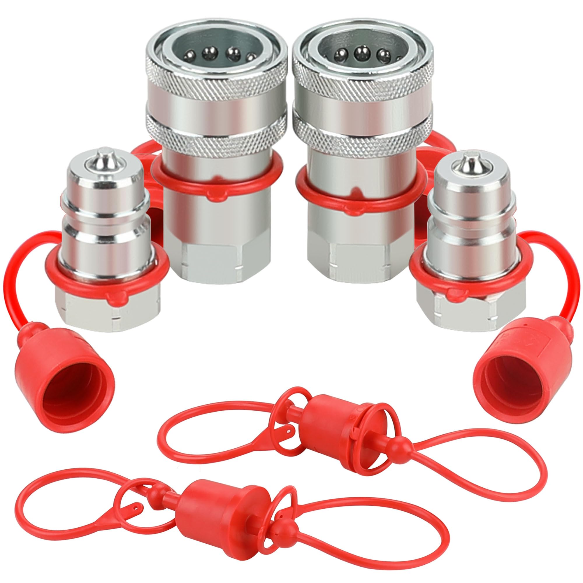 Photo 1 of ANCIMOON 1/2'' Ag ISO 5675 Poppet Pioneer Hydraulic Quick Connect Coupler with Dust Caps