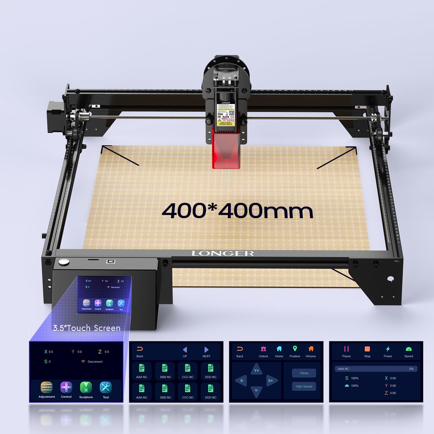 LGT Longer RAY5 10000mW Laser Engraver, Laser Class II & 77pcs Longer Laser Engraving Material Kit