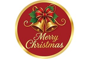 Alynta Merry Christmas Stickers - 2 Inch 120Pcs Holiday Stickers Gold Foil Christmas Card Sticker Labels Round Large Xmas Bell Sticker for Envelope Seals Ornaments Presents