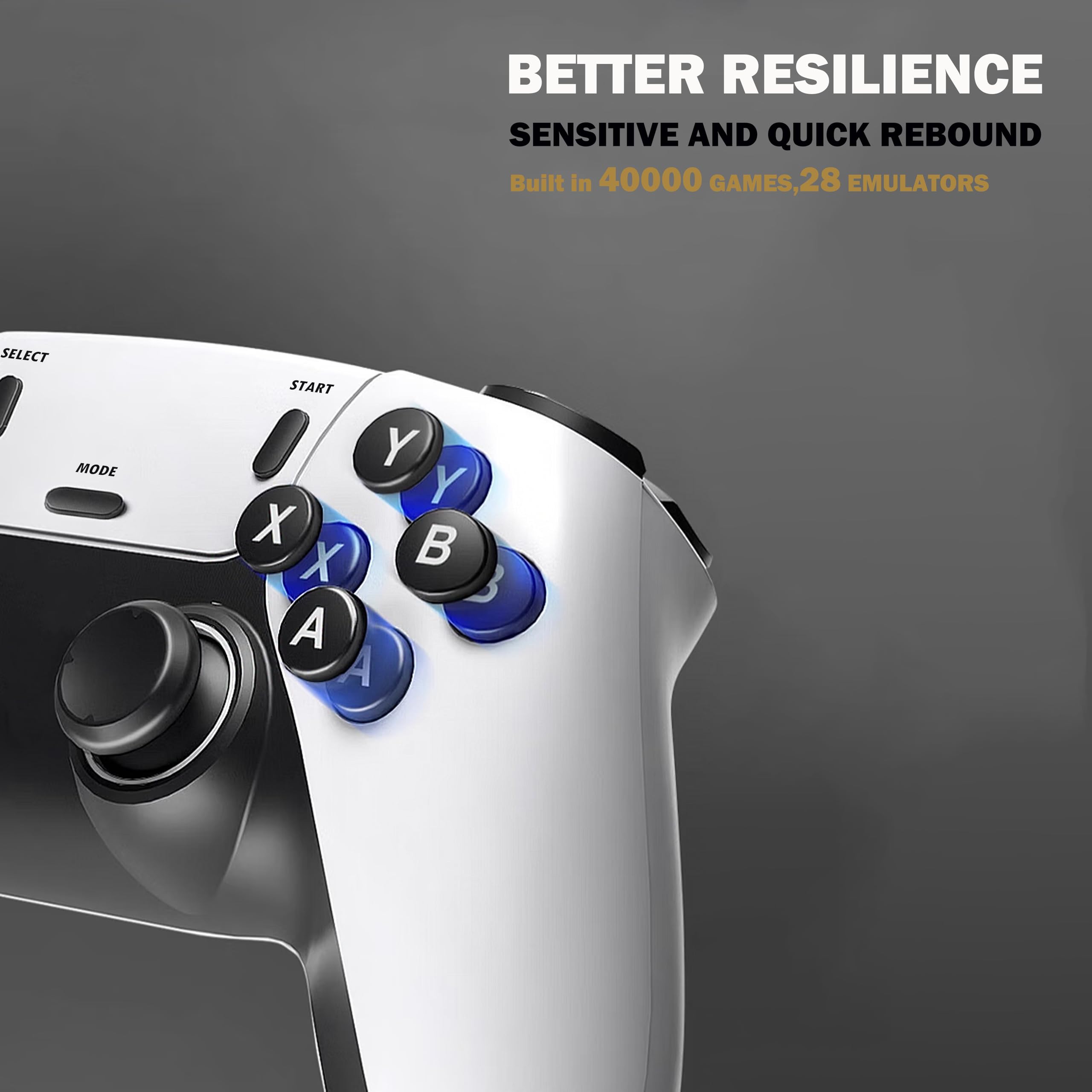 Retro Gaming Console, Plug and Play Video Game Console Built in 40000+ Games,28 Classic Emulators, 4K High Definition HDMI Output for TV with Dual Controllers