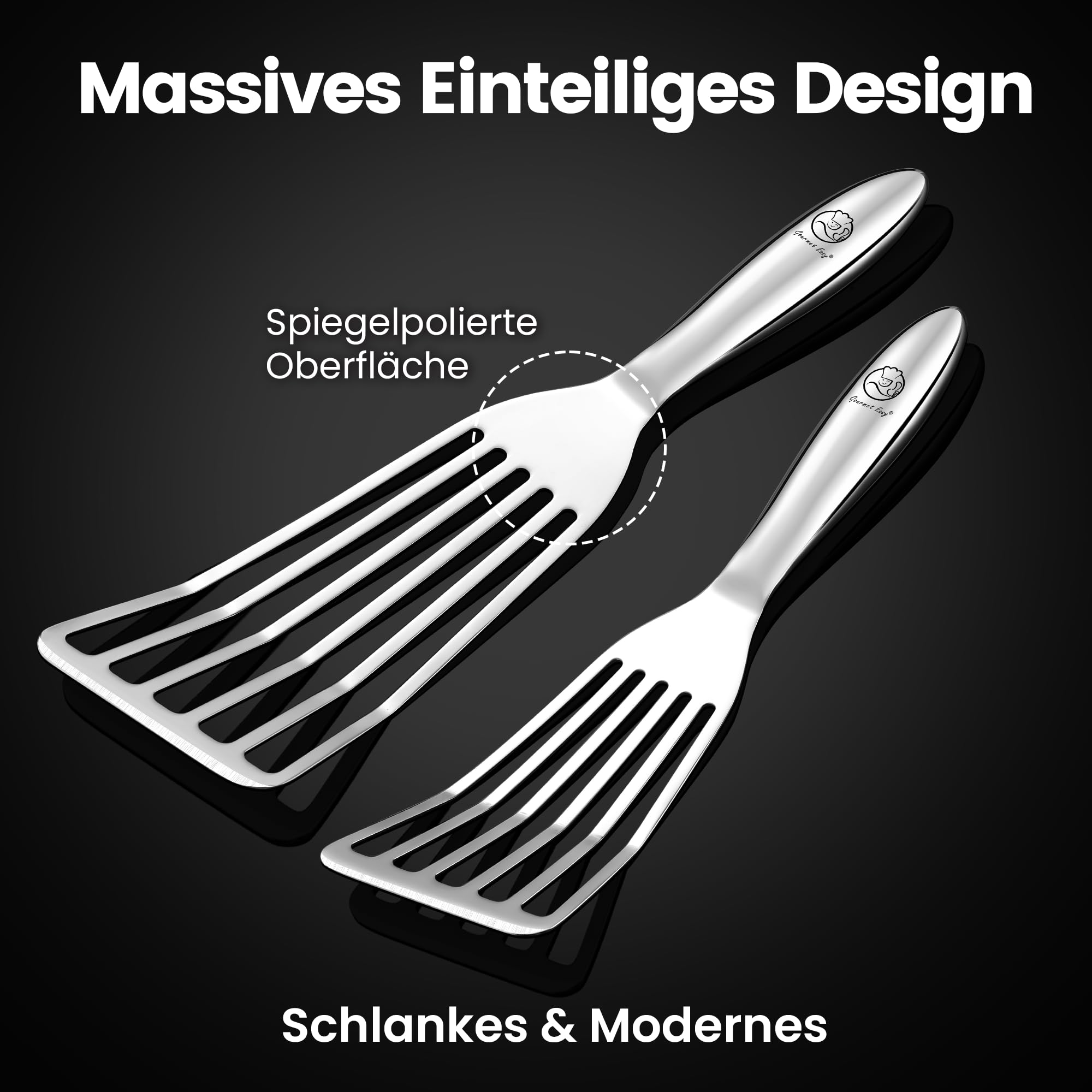 Pfannenwender Set aus rostfreiem Edelstahl für Fisch & Fleisch - Kleiner & Großer Pfannkuchenwender - Pfannenwender Edelstahl - Küchenhelfer 5 Jahre Ersatz 5