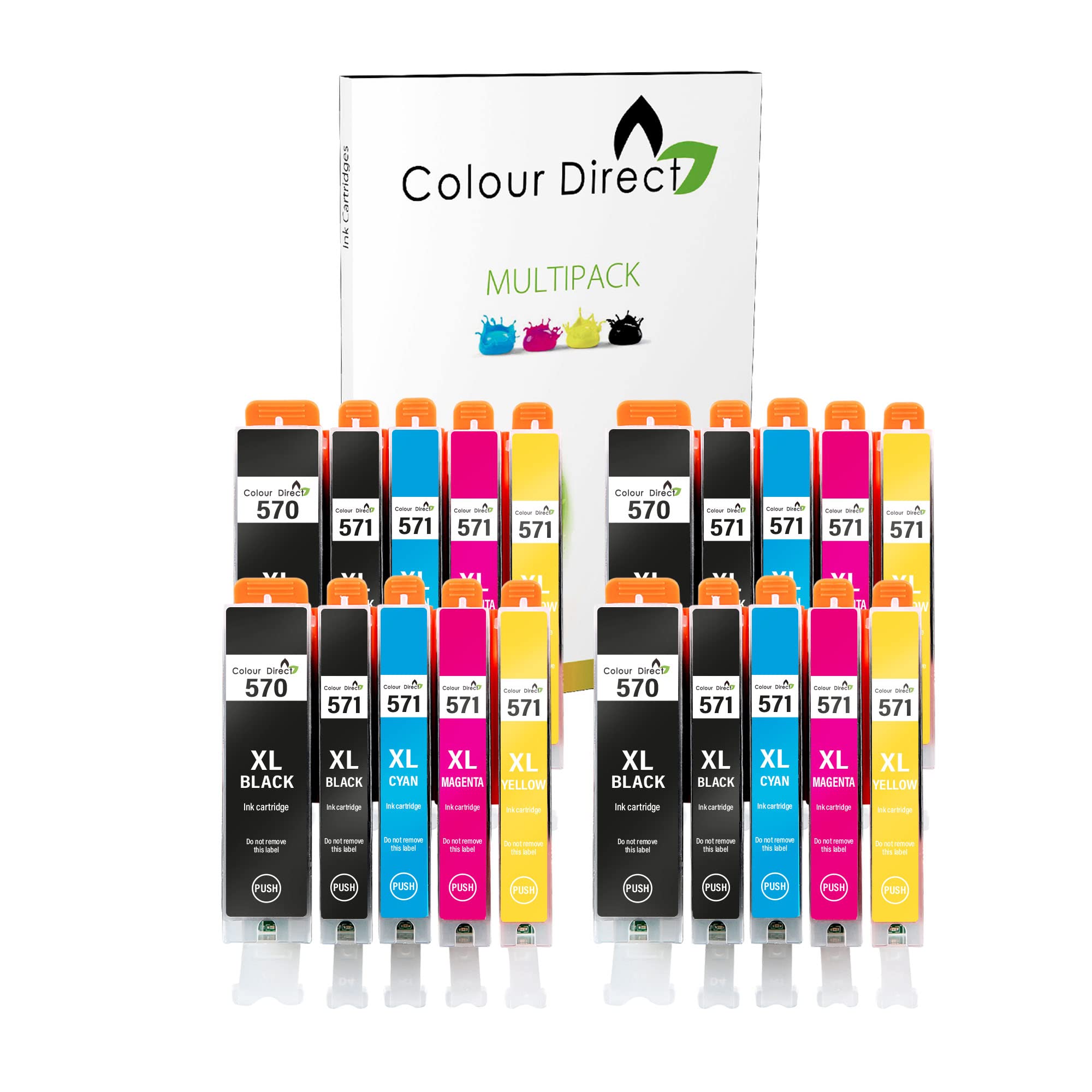 Colour Direct MG5700 MG5750 TS5051 TS5050 TS5050 MG6851 MG5751 MG6850 TS6050 MG5753 MG6852 TS5053 TS6051 Compatible Ink Cartridges replace for Canon 570 571 PGI-570XL CLI-571XL -20 Pack (4 Sets)