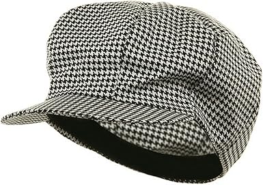 black and white newsboy cap