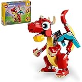 LEGO Creator 3 in 1 Red Dragon Toy, Transforms from Dragon Toy to Fish Toy to Phoenix Toy, Gift Idea for Boys and Girls Ages 