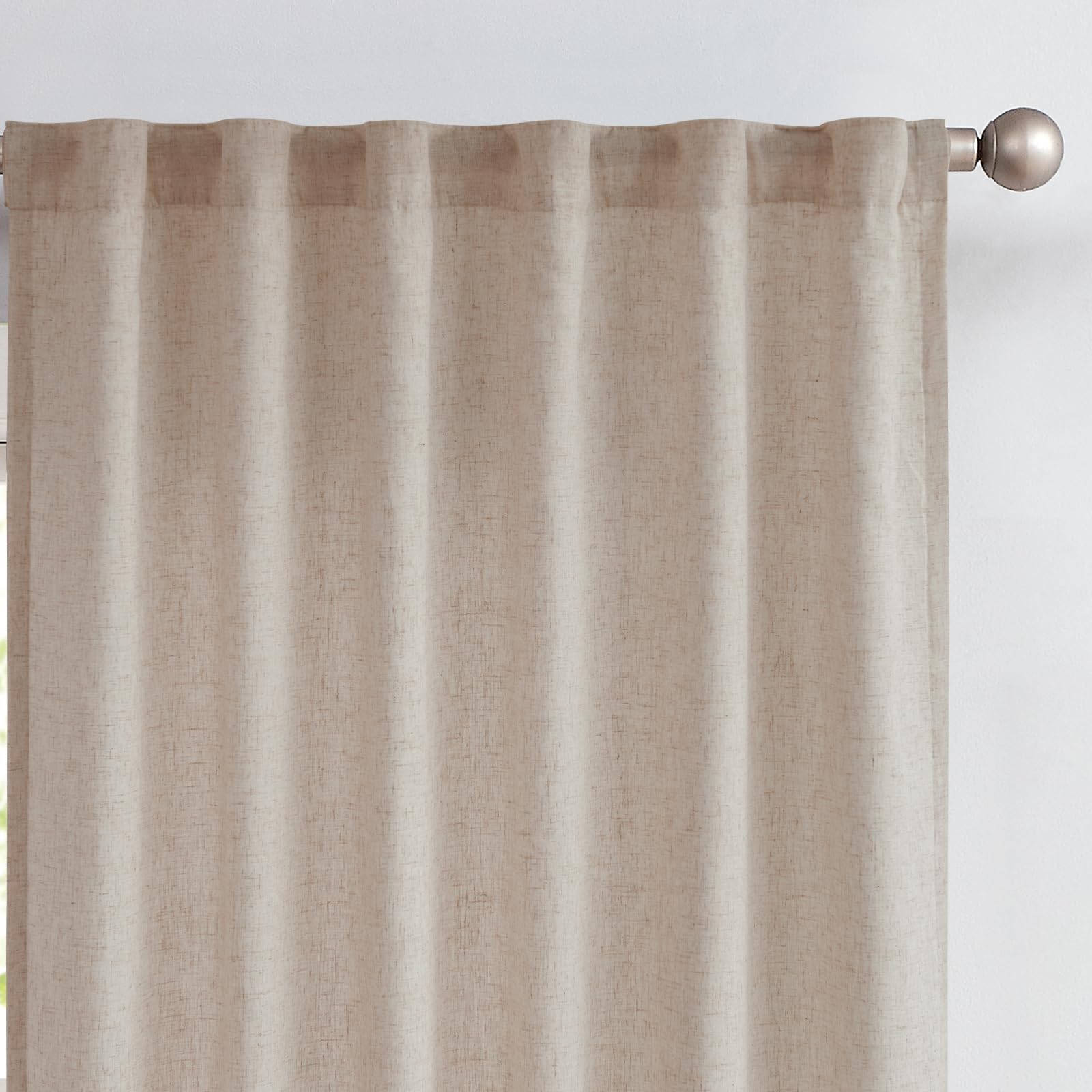 Photo 1 of jinchan Linen Curtains with Privacy Lining 63 Inch Length Taupe Brown Farmhouse Closet Lined Drapes for Small Narrow Window Bedroom Living Room Bay Window 2 Panels Rod Pocket Back Tab