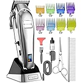 oneisall Dog Grooming Clippers for Thick Heavy Coats,Low Noise Cordless Dog Grooming Kit with Metal Blades, All Stainless Steel, 2 Speeds