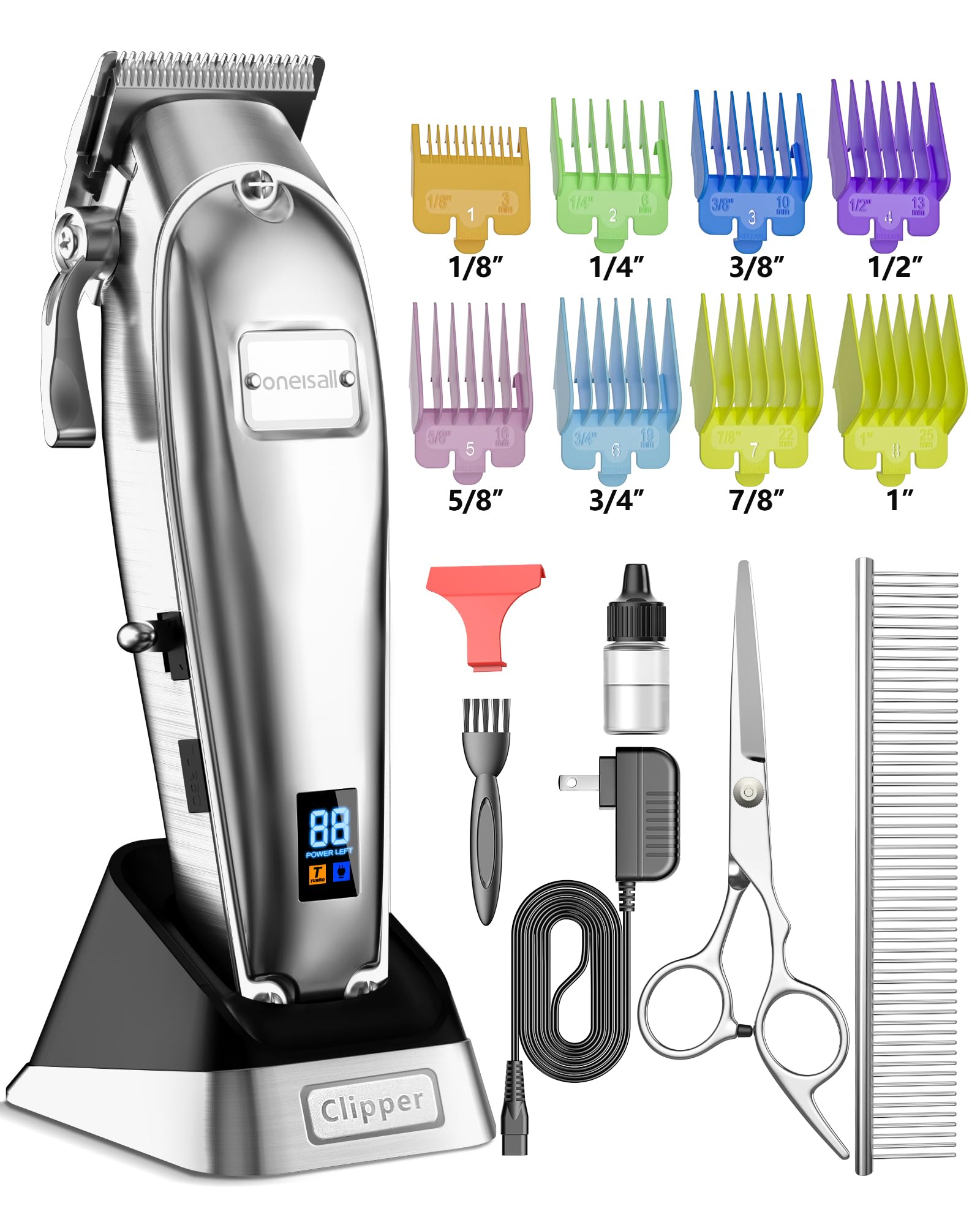 Photo 1 of oneisall Dog Grooming Clippers for Thick Heavy Coats,Low Noise Cordless Dog Grooming Kit with Metal Blades, All Stainless Steel, 2 Speeds