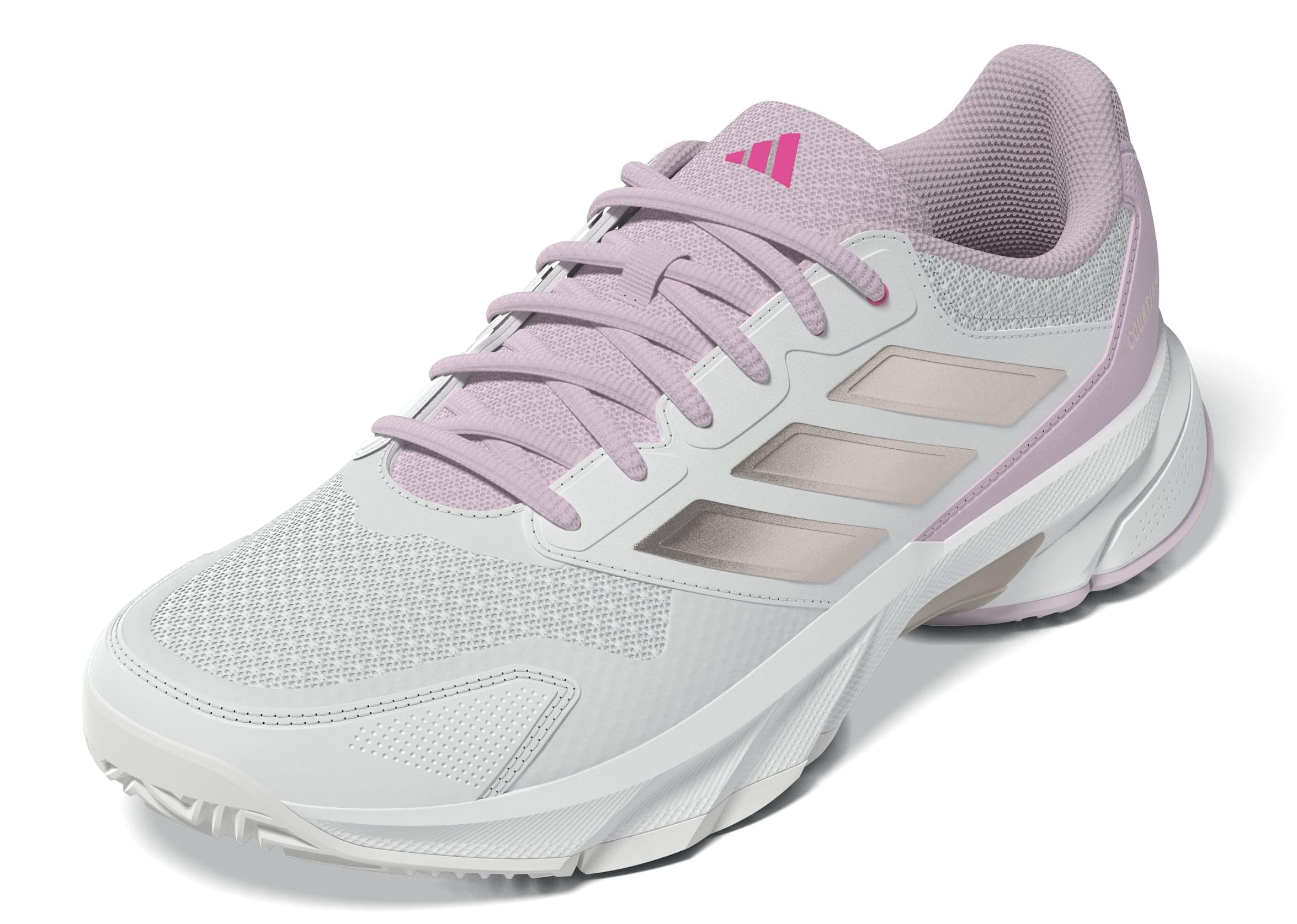 Photo 1 of Adidas Women's CourtJam Control 3 Tennis, White/Silver Metallic/Lucid Pink, 8