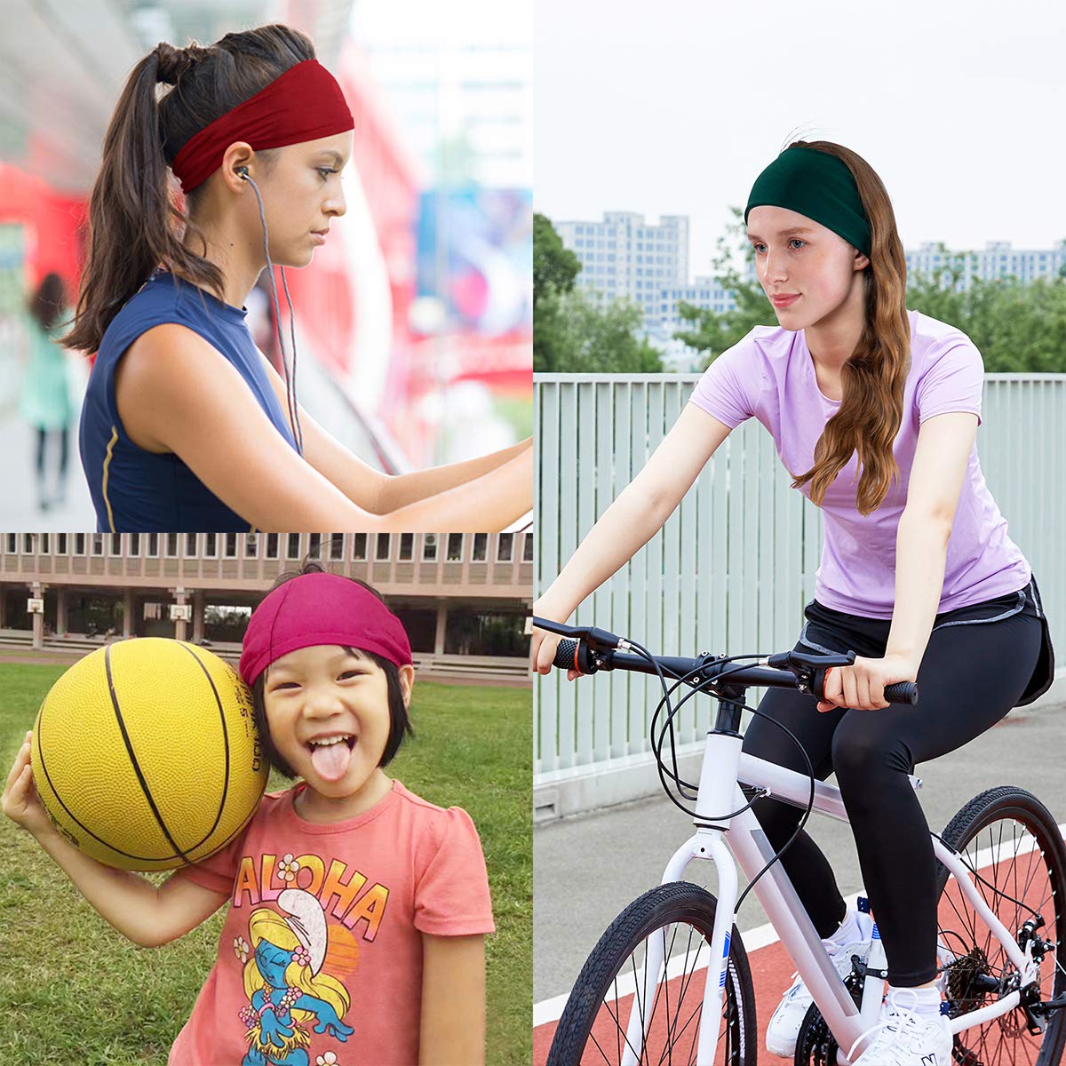 RITOPER 10 Pack Yoga Headbands for Women, Elastic Wide Soft Sweat Head bands Hair Bands for Yoga Running Fitness, Solid Workout Headwraps Fashion Hair Accessories (solid color) : Beauty