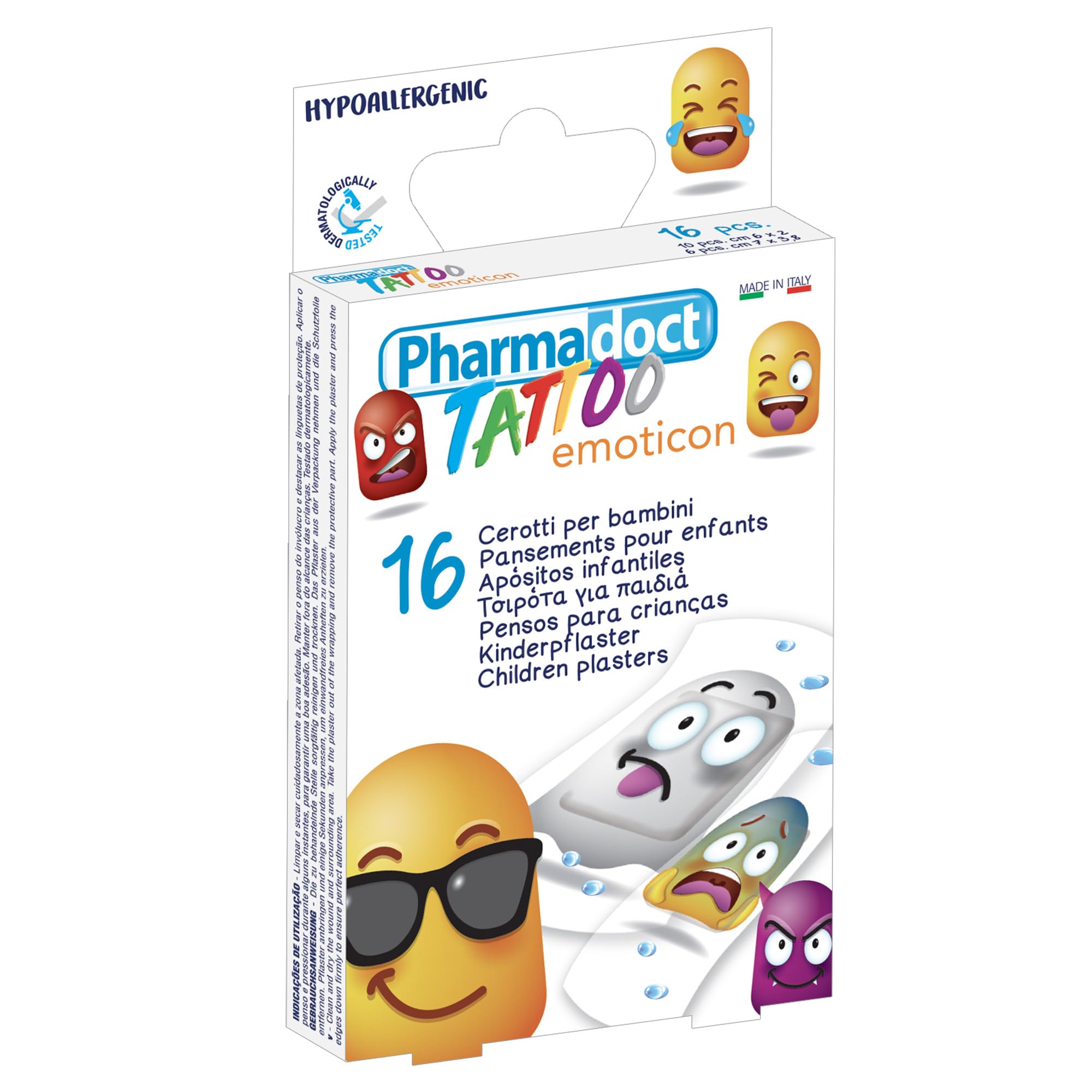 Pharmadoct Tattoo Children Plasters, 2 assorted sizes - 1 boxes of 16 plasters