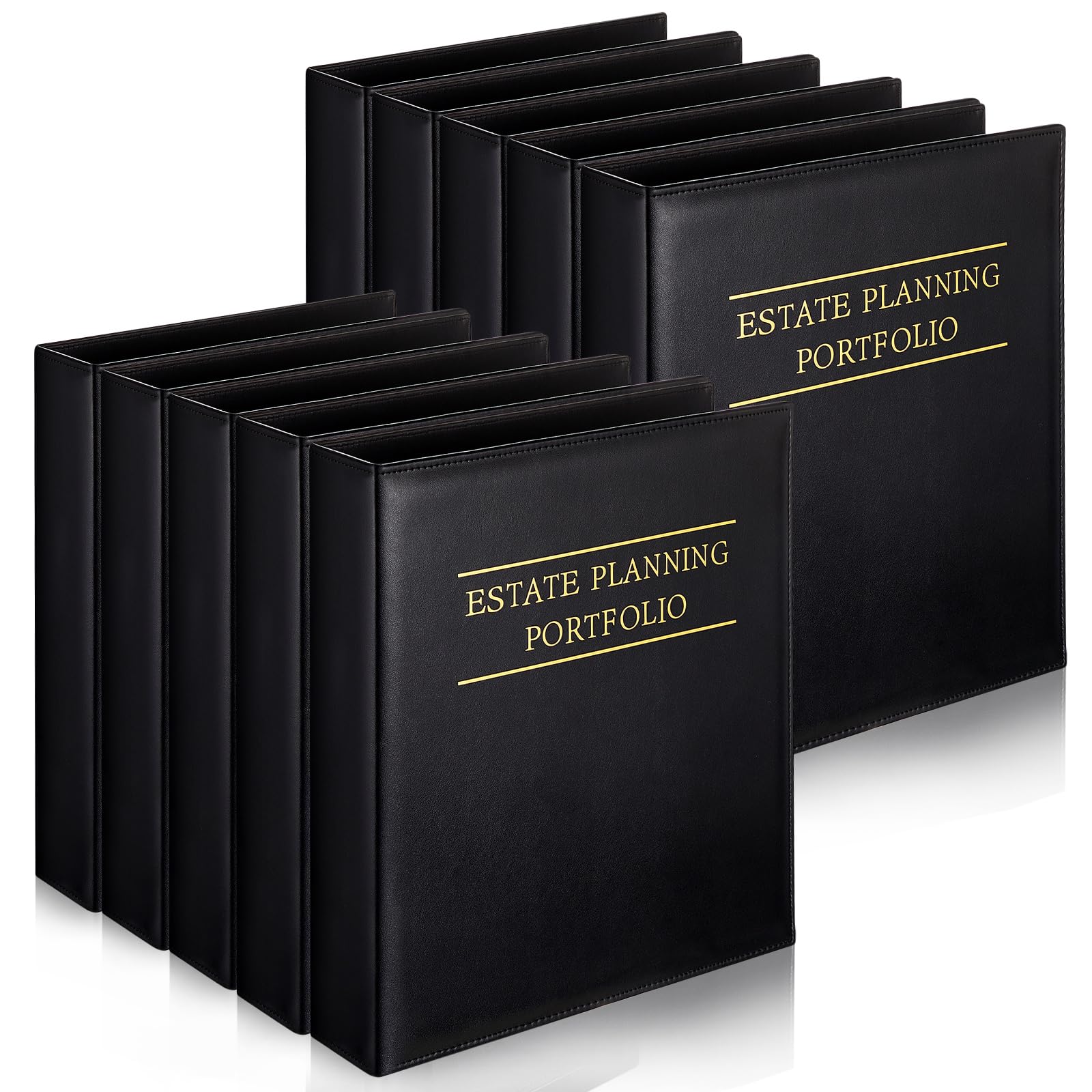 Photo 1 of Skyygemm 10 Pcs Estate Planning Portfolio Binder PU Leather 3 Ring Binders with Gold Title and Index Tab Dividers, 11'' x 11.8'' x 2.4'' Estate Planning Organizer