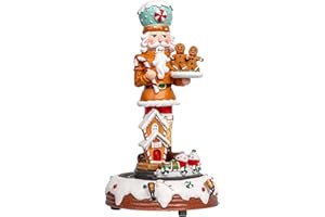 Candieslife Animated Musical Christmas Gingerbread Nutcracker Collection Figurines with Rotating Train for Xmas Decor Gift, Tabletop Decorations Christmas Ornaments