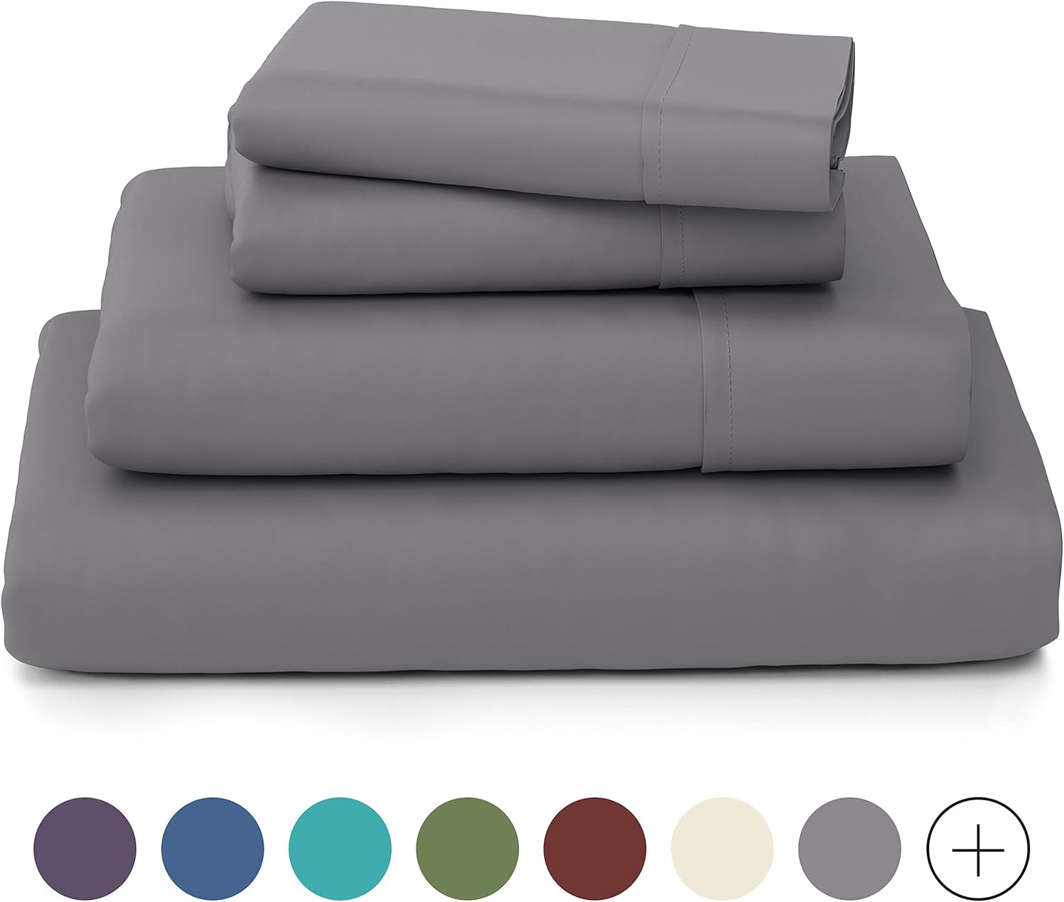 Cosy House Collection Luxury Bamboo Bed Sheet Set - Hypoallergenic Bedding Blend from Natural Bamboo Fiber - Resists Wrinkles - 4 Piece - 1 Fitted Sheet, 1 Flat, 2 Pillowcases - King, Grey: Home & Kitchen