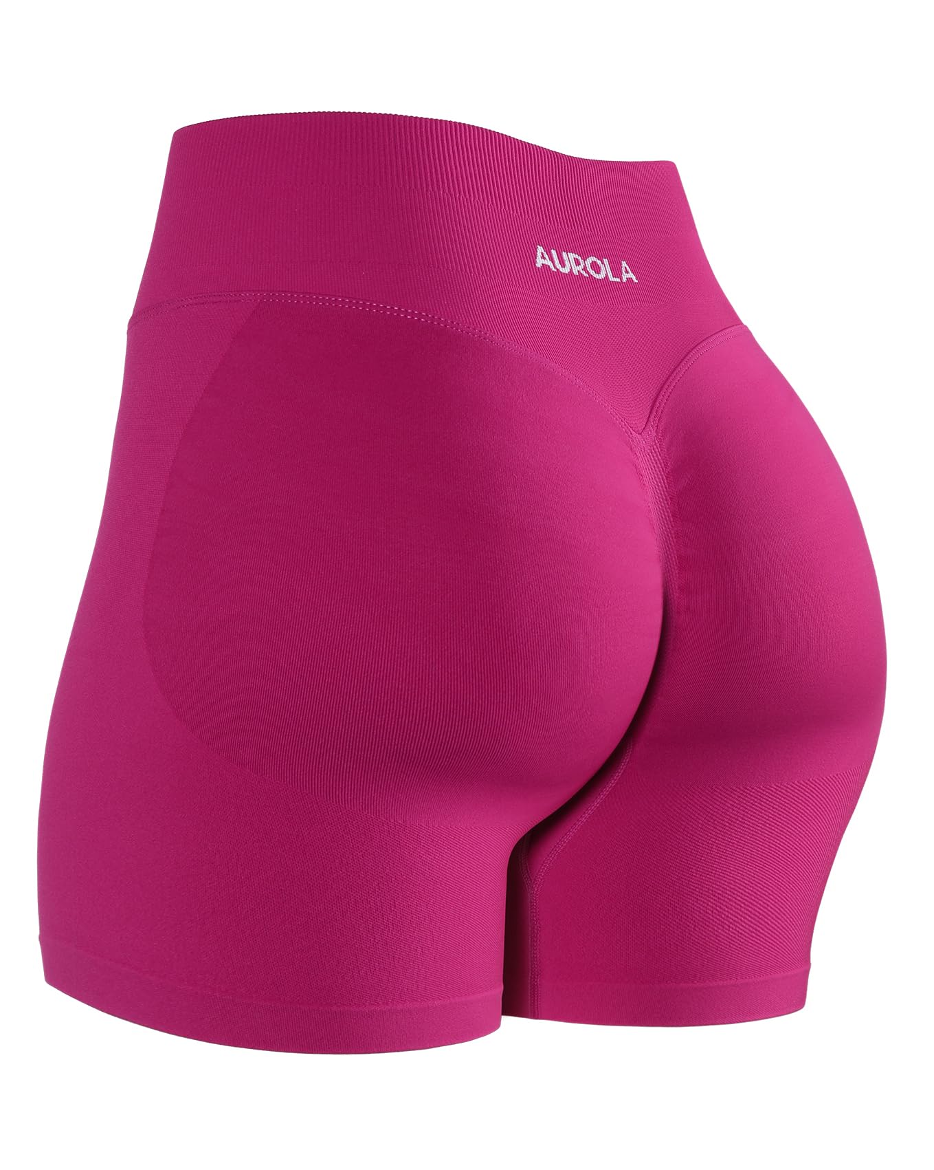 AUROLA Influence Collection Workout Shorts for Women,No Roll Up Squat Proof New Scrunch Seamless Compression Gym Short, Vivid Cerise, L Image
