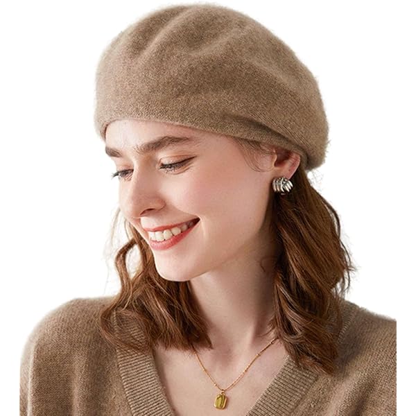 Bloomingdale’s 100% Cashmere Beret Hat Beige Soft Slouchy Knit Cap Ailaile Cashmere Berets Hats Women Winter Warm Merino Wool  main image 4