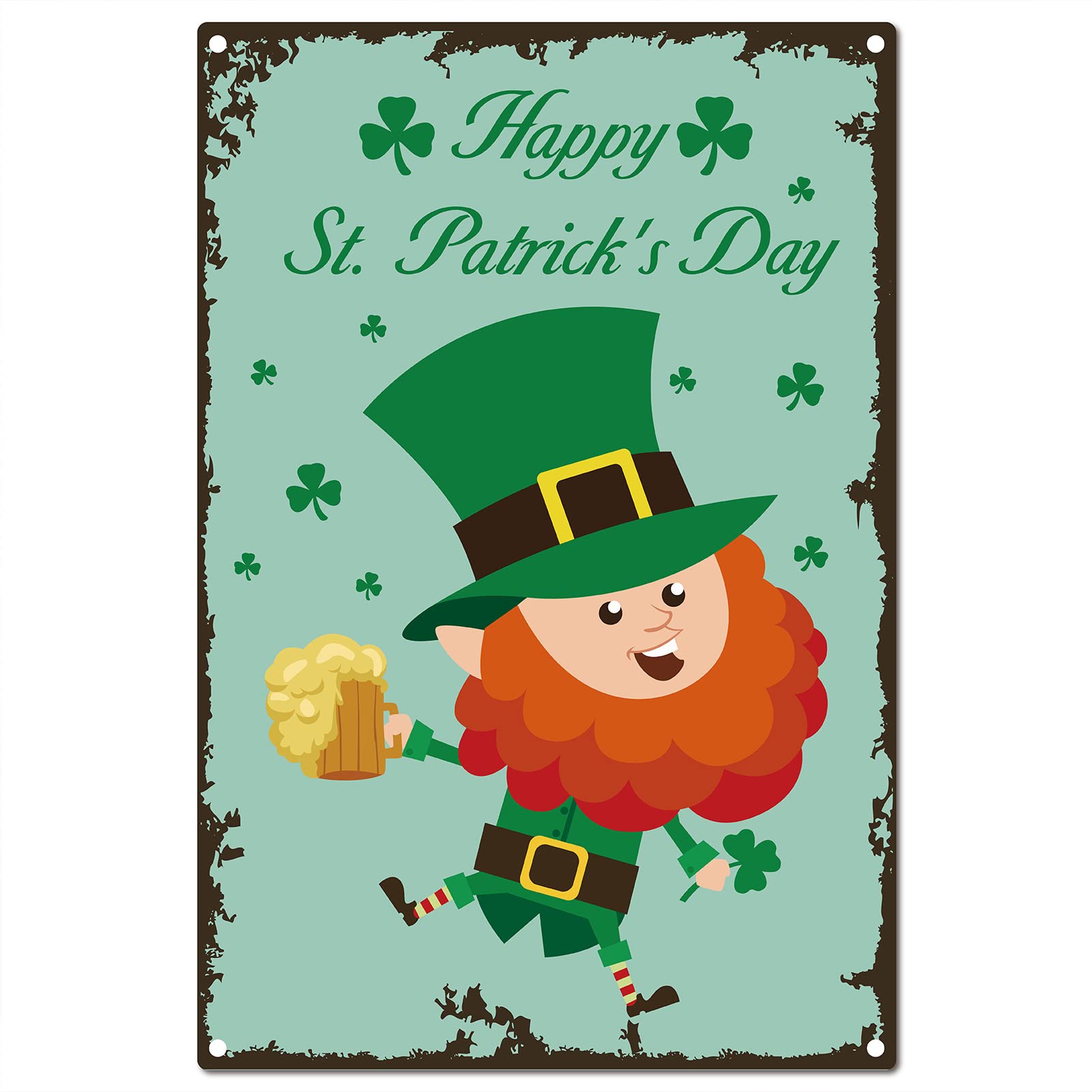 CREATCABIN Metal Tin Sign Irish St Patrick Day Shamrocks Vintage Wall Decor Plaque Poster Rustic for Cafes Office Home Garage Kitchen Restaurant Wall Decorations 8 x 12 Inch