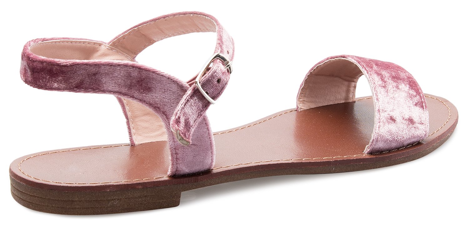 Olivia K Women's Strappy Slingback Open Toe Adjustable Leatherette Ankle Strap Flat Sandals- Casual, Everyday, Summer - Image 4