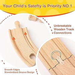 WudBudz Wooden Train Tracks 60 Piece Set, Track