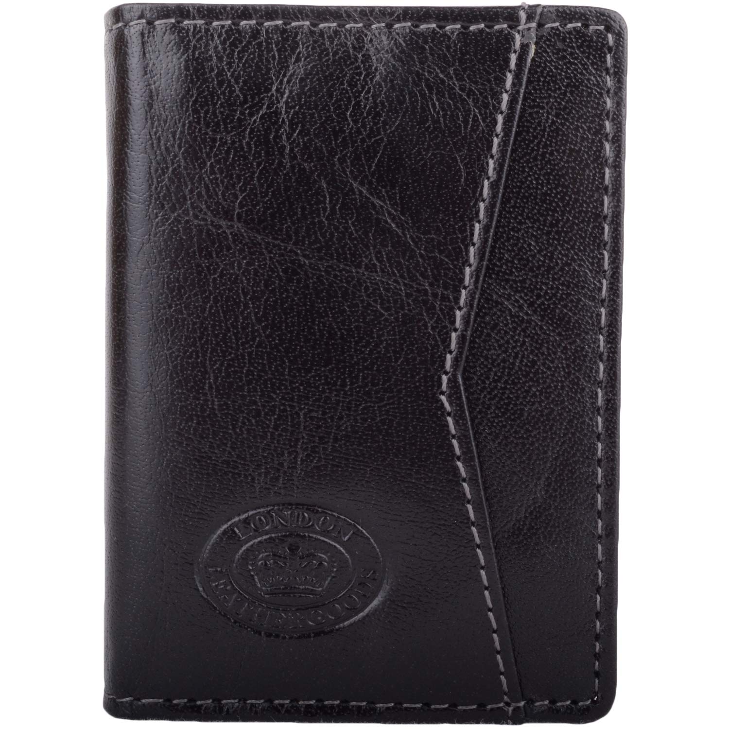 Valita Mens Buffled Crumple Leather RFID Protected Credit Card/Travel Card Holder Wallet - Black