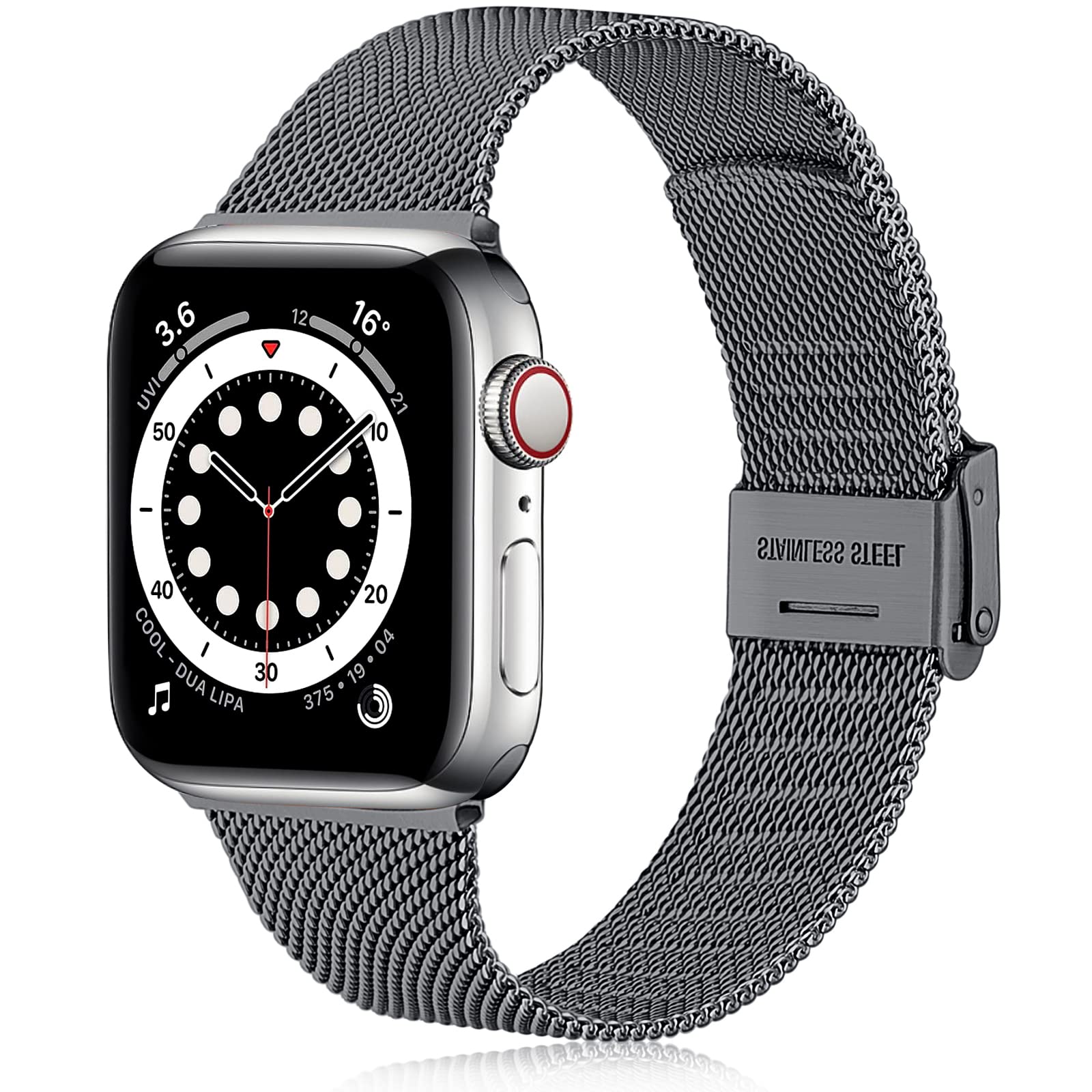 Ouwegaga Compatible With Apple Watch Strap 38mm 40mm 41mm 42mm 44mm 45mm, Stainless Steel Metal Straps Compatible with iWatch Strap Series 10 9 8 7 6 5 4 3 2 1 SE Ultra 2, 38mm/40mm/41mm Grey