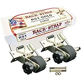 2 Pack, Rack-Strap, The Original American Made Ladder Rack Tie-Down, Right Angle Mounting Bracket, RS1 Gold Right Angle Mounting Bracket, Bolt Mounting Hardware Included, 8 Ft Strap